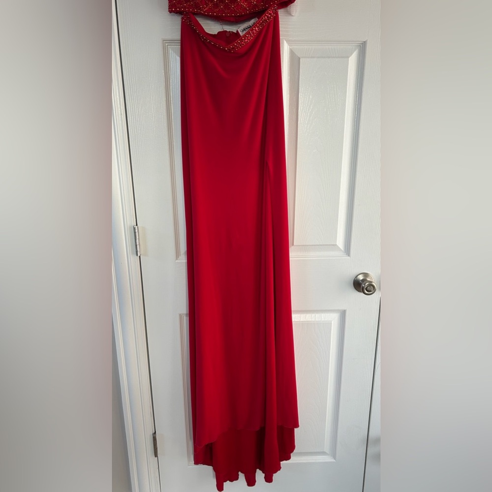 SHERRI HILL RED TWO PEICE DRESS 6 - Picture 8 of 9